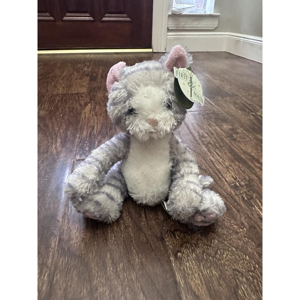 First & Main Kit Kat 7 Sitting Grey Tabby Cat Bean Bag Plush NWT